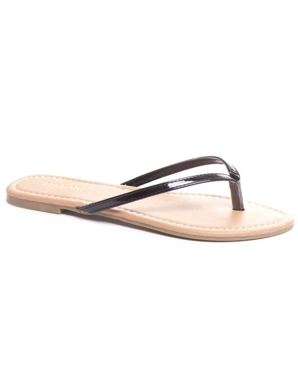 Tong femme noire vernie