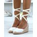 Compenses style espadrilles blanches  lacets