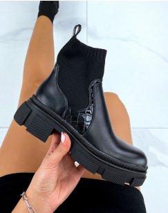 Black sock boots with notched sole
