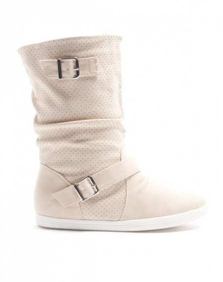 Alicia Shoes Women's Shoes: Basket Style Boot - beige