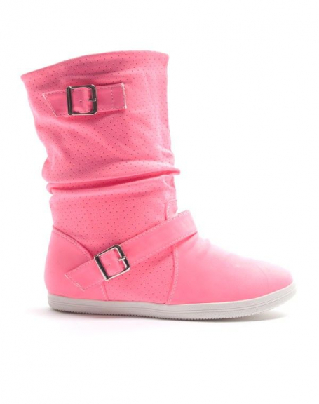 Alicia Shoes Women's Shoes: Basket Style Boot - pink