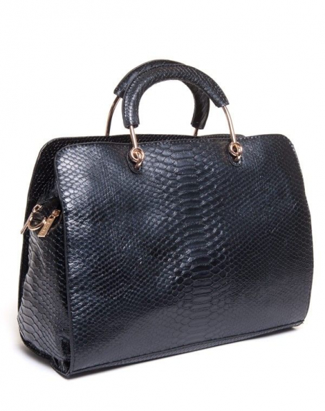Be Exclusive women's bag: Black croc-effect handbag
