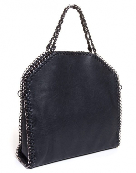 Be Exclusive women's bag: Large black handbag with chain outline