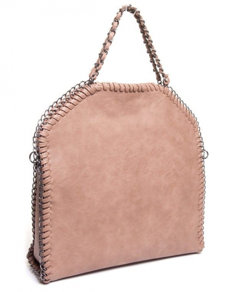 Be Exclusive women's bag: Large taupe handbag with chain outline
