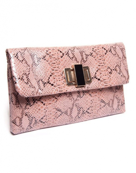 Be Exclusive women's bag: Pink croc-effect clutch