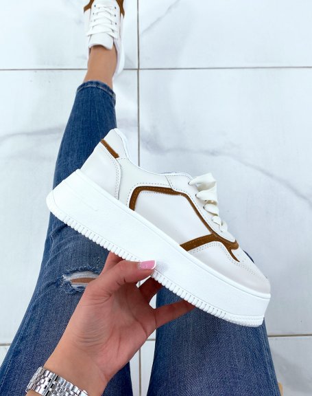 Beige and camel sneakers