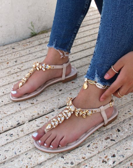 Beige sandals with jewels