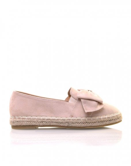 Beige suede espadrilles with bow