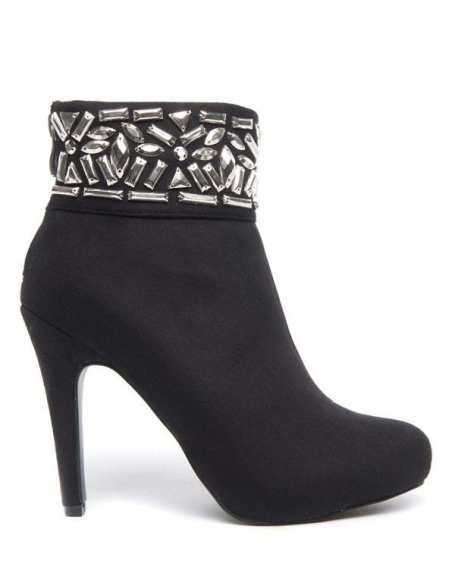 Bellucci women's ankle boots with stiletto heel and black jewels