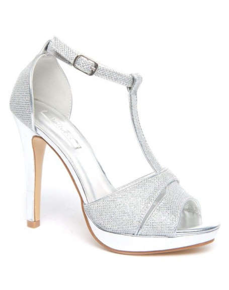 Bellucci women's shoe: Open silver pump