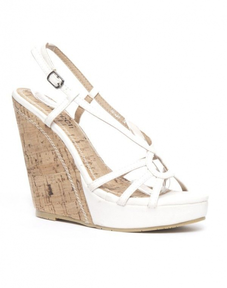 Bellucci women's shoe: white open wedge pump