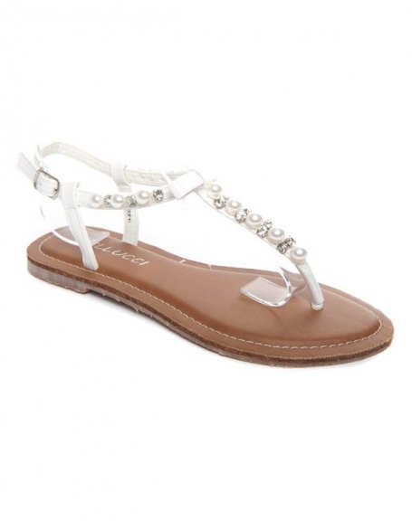 Bellucci women's shoe: White pearl sandal