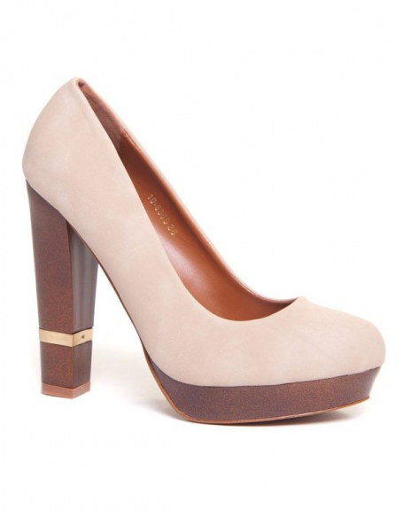Bellucci women's shoes: beige pumps with thick heels