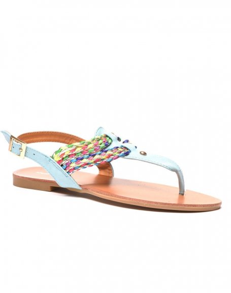 Bi-color braided blue sandals