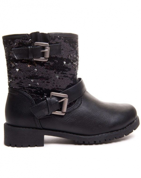 Black ankle boot with sequins