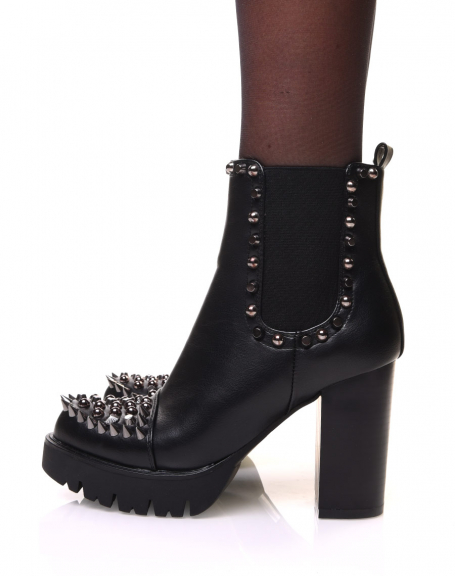 Black ankle boots with heels and studs