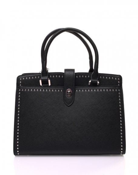 Black beaded handbag with small round studs