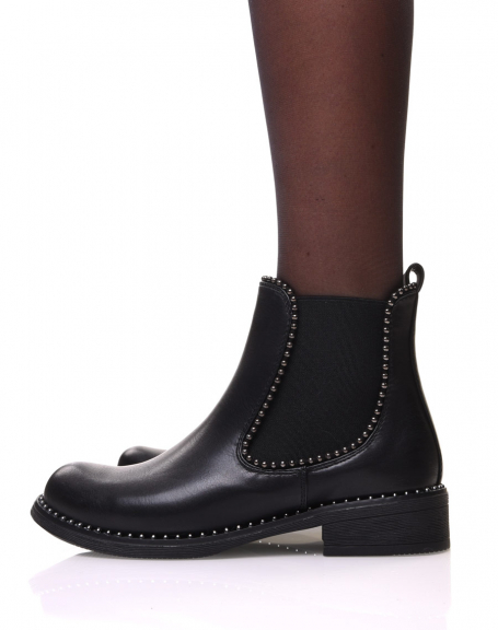 Black Chelsea boots with pearl details