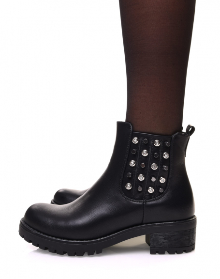 Black Chelsea boots with studded details