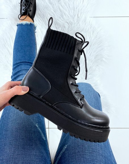Black chunky sock-effect ankle boots