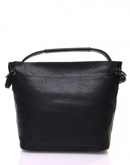 Black faux leather effect handbag with multiple handles