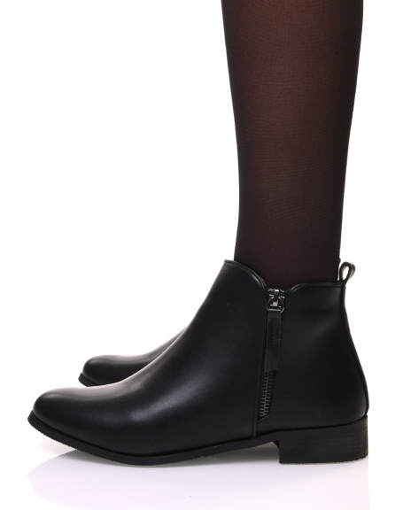 Black flat ankle boots