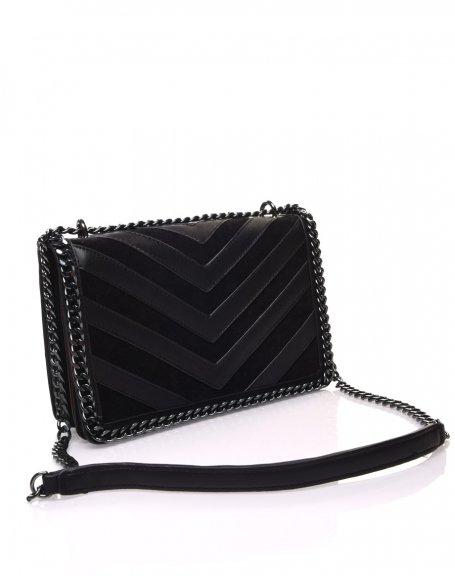 Black geometric pattern shoulder bag