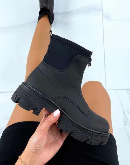 Black gummed sock-effect ankle boots