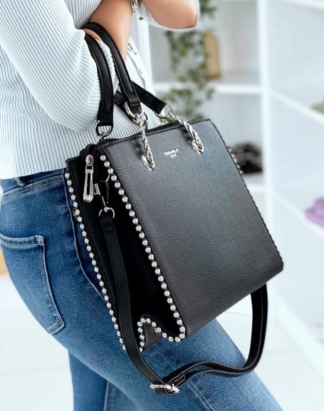 Black handbag with silver studs