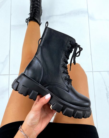 Black high ankle boots with studded pocket