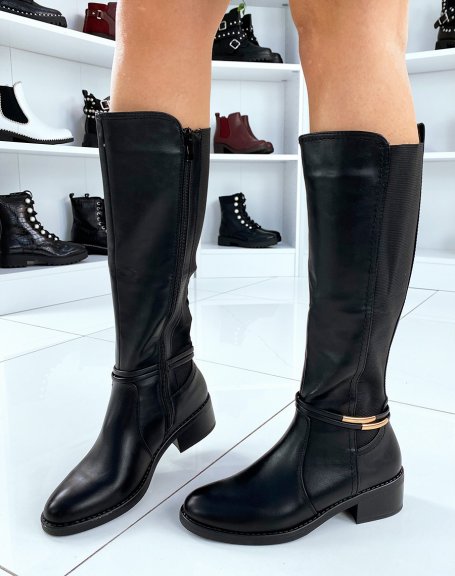 Black high boots with elastic