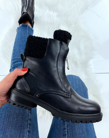 Black high-top lined ankle boots