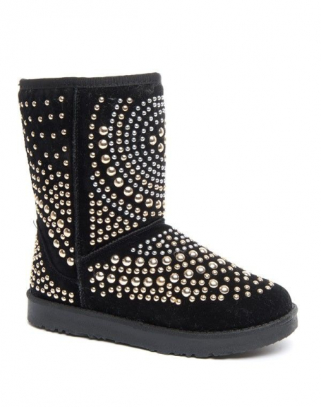 Black Jennika winter boots with studs and fancy fur