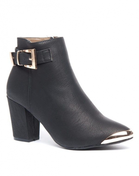 Black Like Style ankle boot with buckle and gold toe
