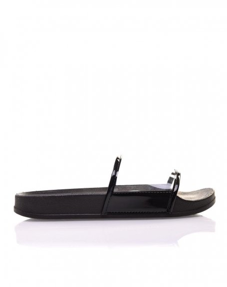 Black mules with transparent bands