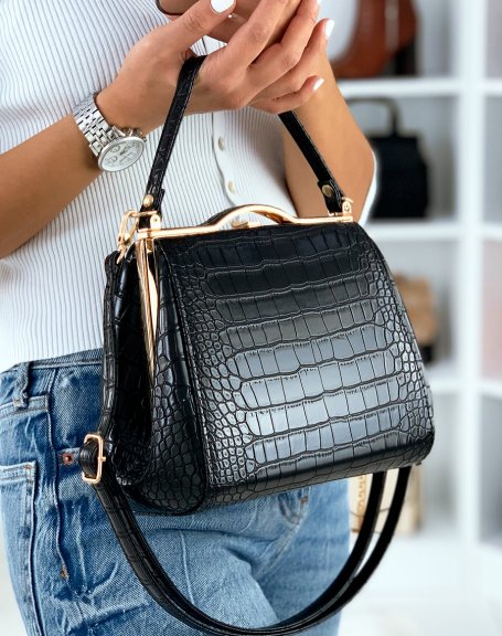 Black retro wallet style handbag