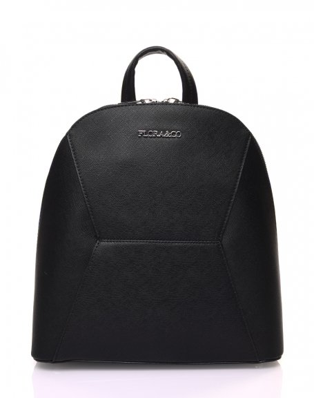 Black rounded backpack with geometric stitching