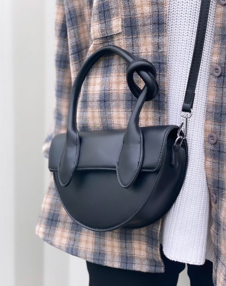 Black rounded handbag with bow handle