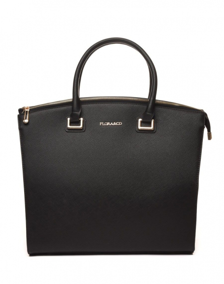 Black rounded top tote bag