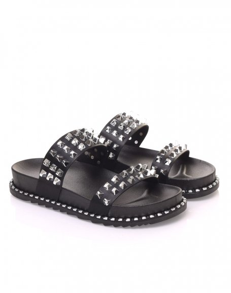 Black sandals with square studs