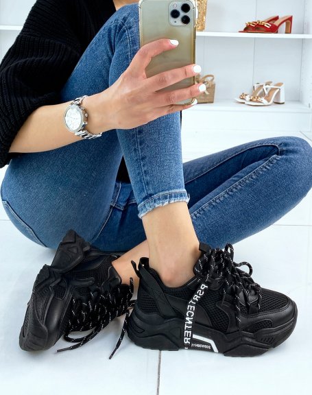 Black sneakers with chunky sole and white details