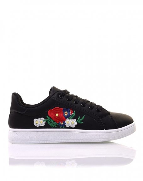 Black sneakers with embroidery