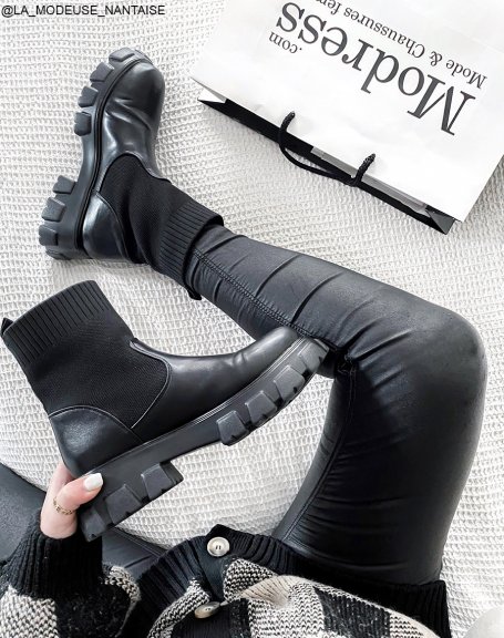 Black sock boots and platform sole