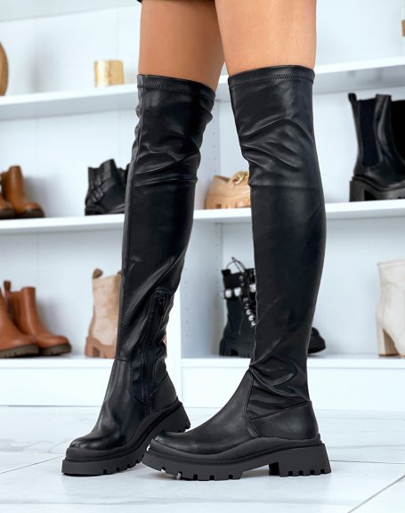 Black soft-shank thigh-high boots