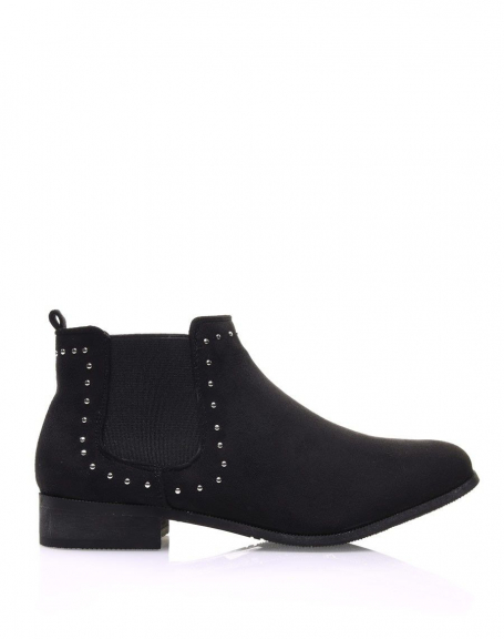 Black suedette Chelsea boots adorned with studs