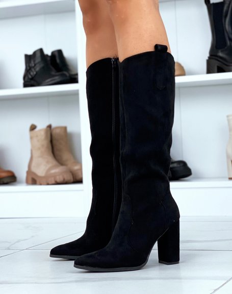 Black suedette heeled boots