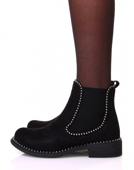 Black suedette studded Chelsea boots