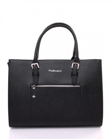 Black tote handbag