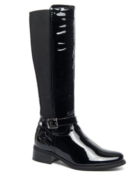 Black vinyl-effect varnished Dazawa boots