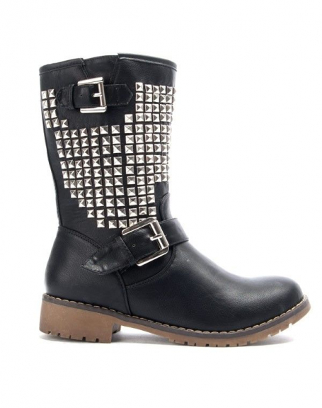 Bo'aime women's shoe: Studded boot - black